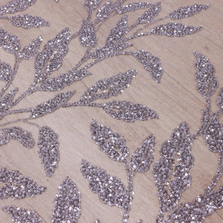 Broderie tip dantela cu perle/margele si paiete B11 - Argintiu