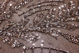Broderie tip dantela cu perle/margele si paiete B13 - Auriu