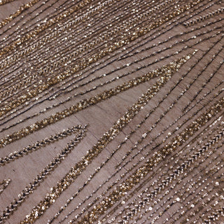 Broderie tip dantela cu perle/margele si paiete B14 - Auriu