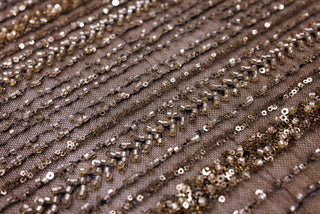 Broderie tip dantela cu perle/margele si paiete B14 - Auriu