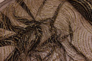 Broderie tip dantela cu perle/margele si paiete B16 - Auriu