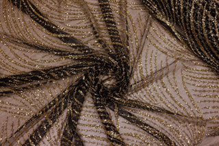 Broderie tip dantela cu perle/margele si paiete B16 - Auriu