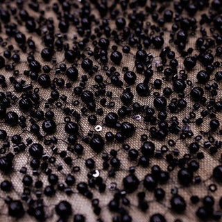 Broderie tip dantela cu perle/margele si paiete I9 - Negru