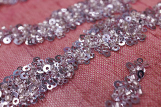 Broderie tip dantela cu perle/margele si paiete B18 - Roz Fucsia