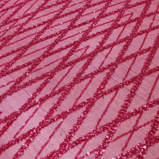 Broderie tip dantela cu perle/margele si paiete B19 - Roz Fucsia