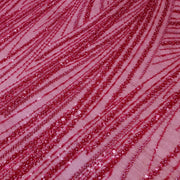 Broderie tip dantela cu perle/margele si paiete B20 - Roz Fucsia