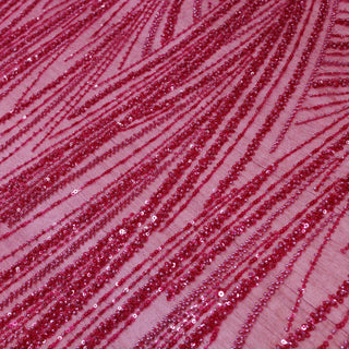 Broderie tip dantela cu perle/margele si paiete B20 - Roz Fucsia
