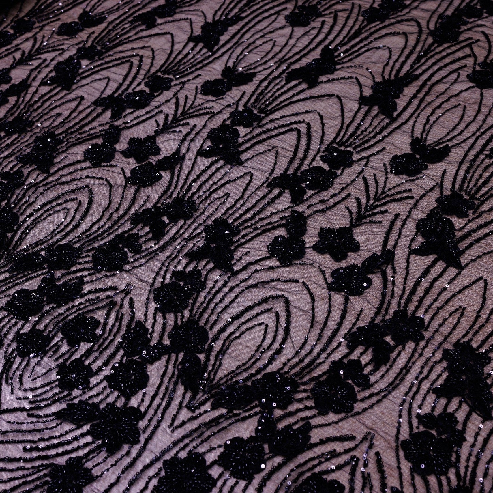 Broderie de lux A90 Negru la metru