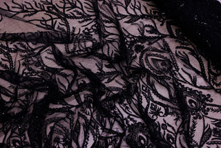 Broderie tip dantela cu perle/margele si paiete B23 - Negru