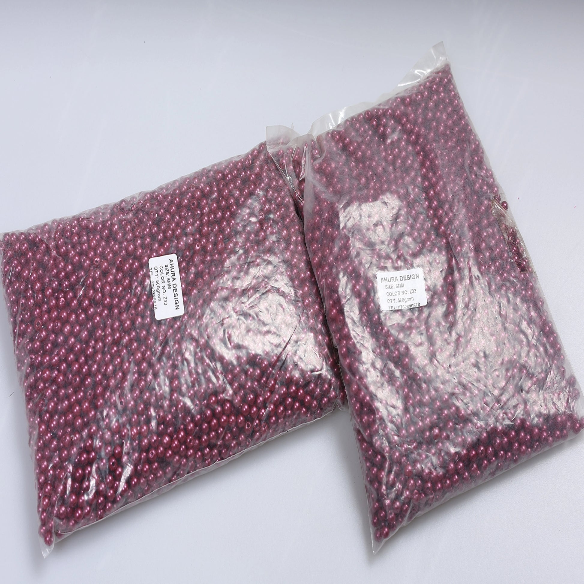 Perle de cusut 6 mm vișiniu pachet 500 g - Ahura