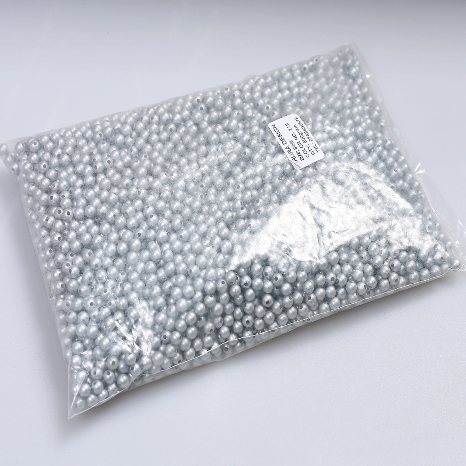 Perle de cusut 6 mm argintiu pachet 500 g - Ahura