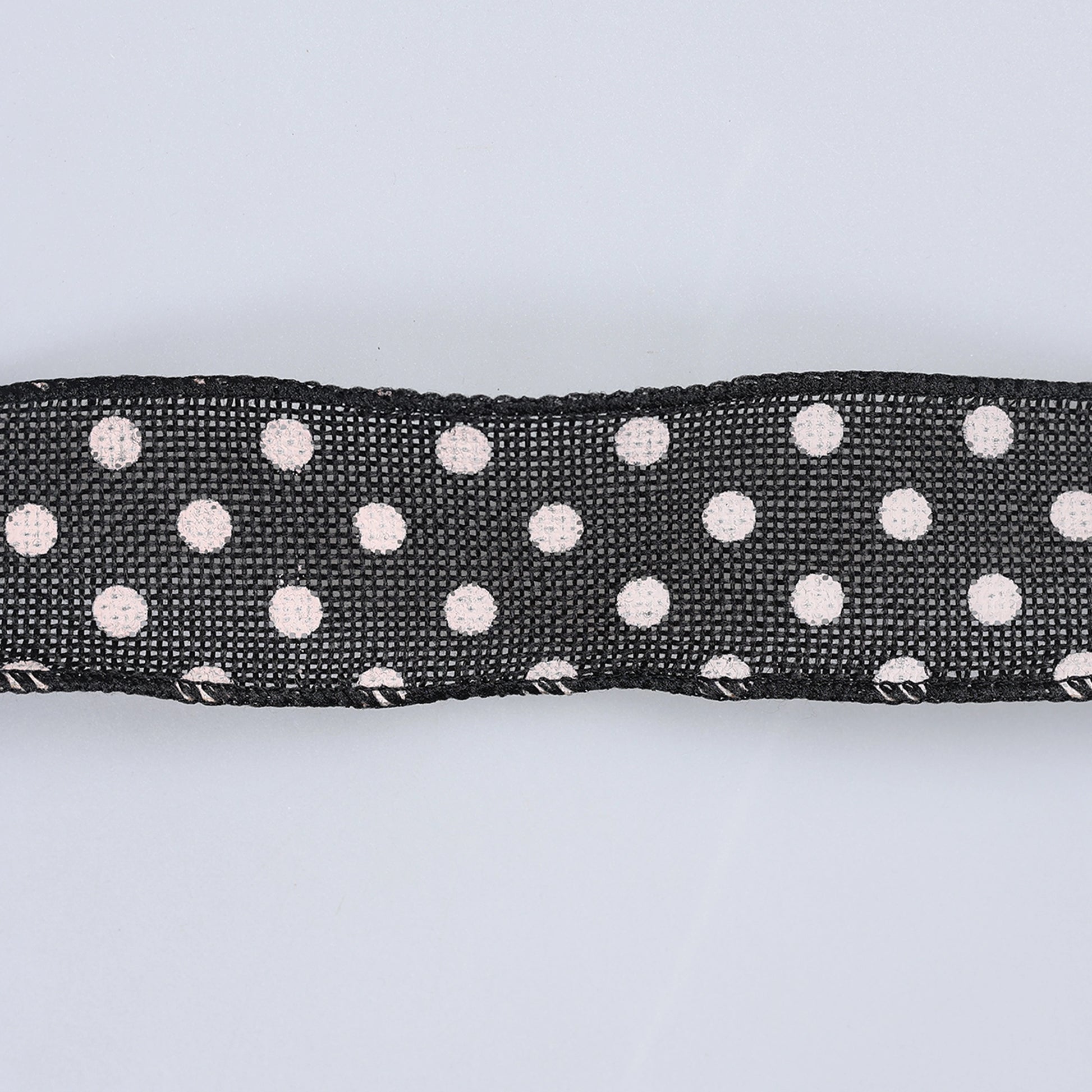 Bandă decorativă 4 cm buline negru