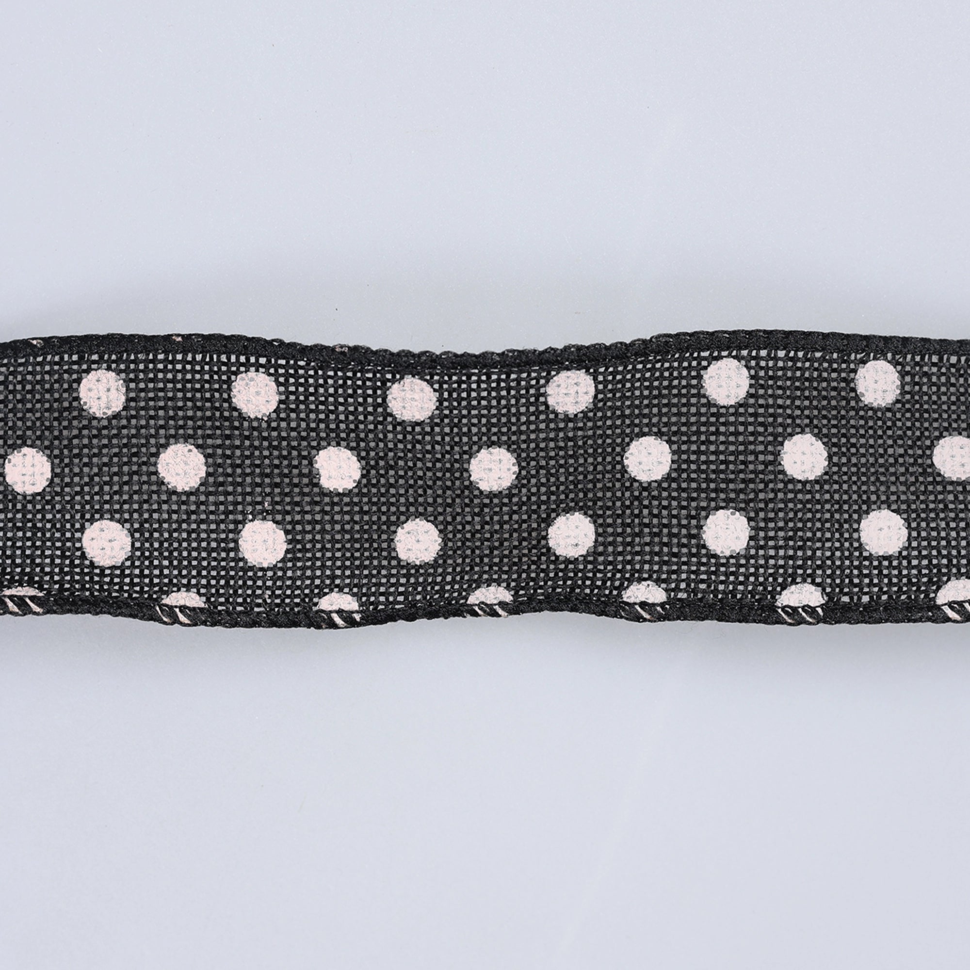 Bandă decorativă 4 cm buline negru