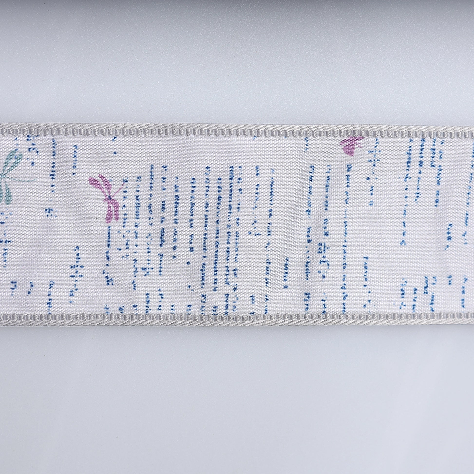 Bandă decorativă 4 cm imprimeu text bleu