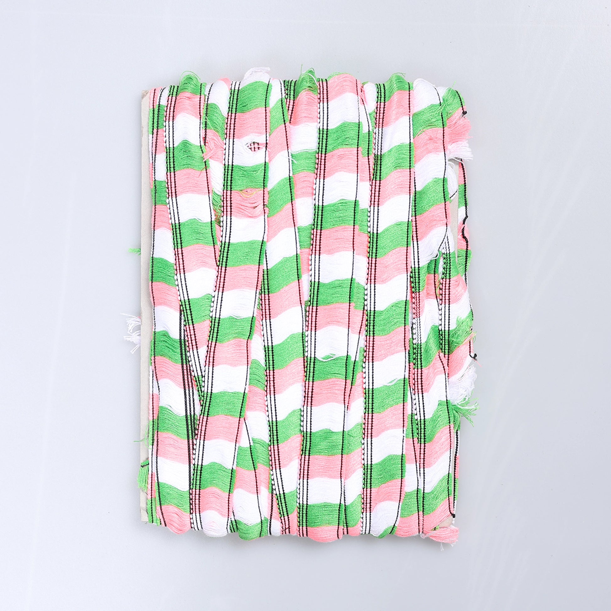 Bandă decorativă folk 3 cm roz-verde