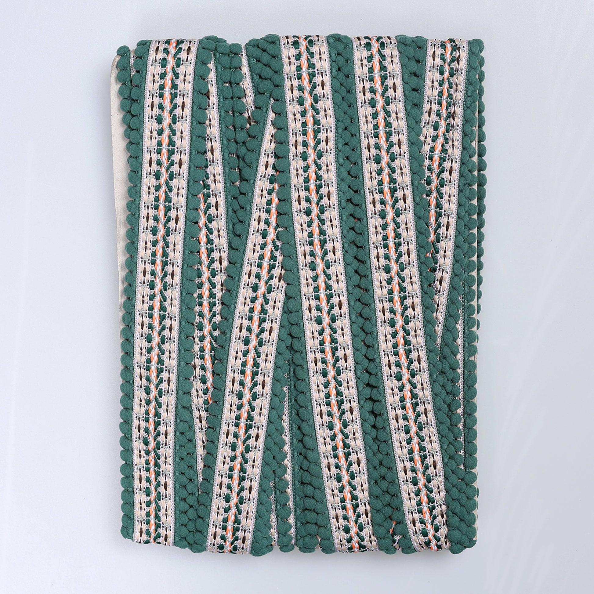 Bandă decorativă brodată 4 cm verde închis - Ahura