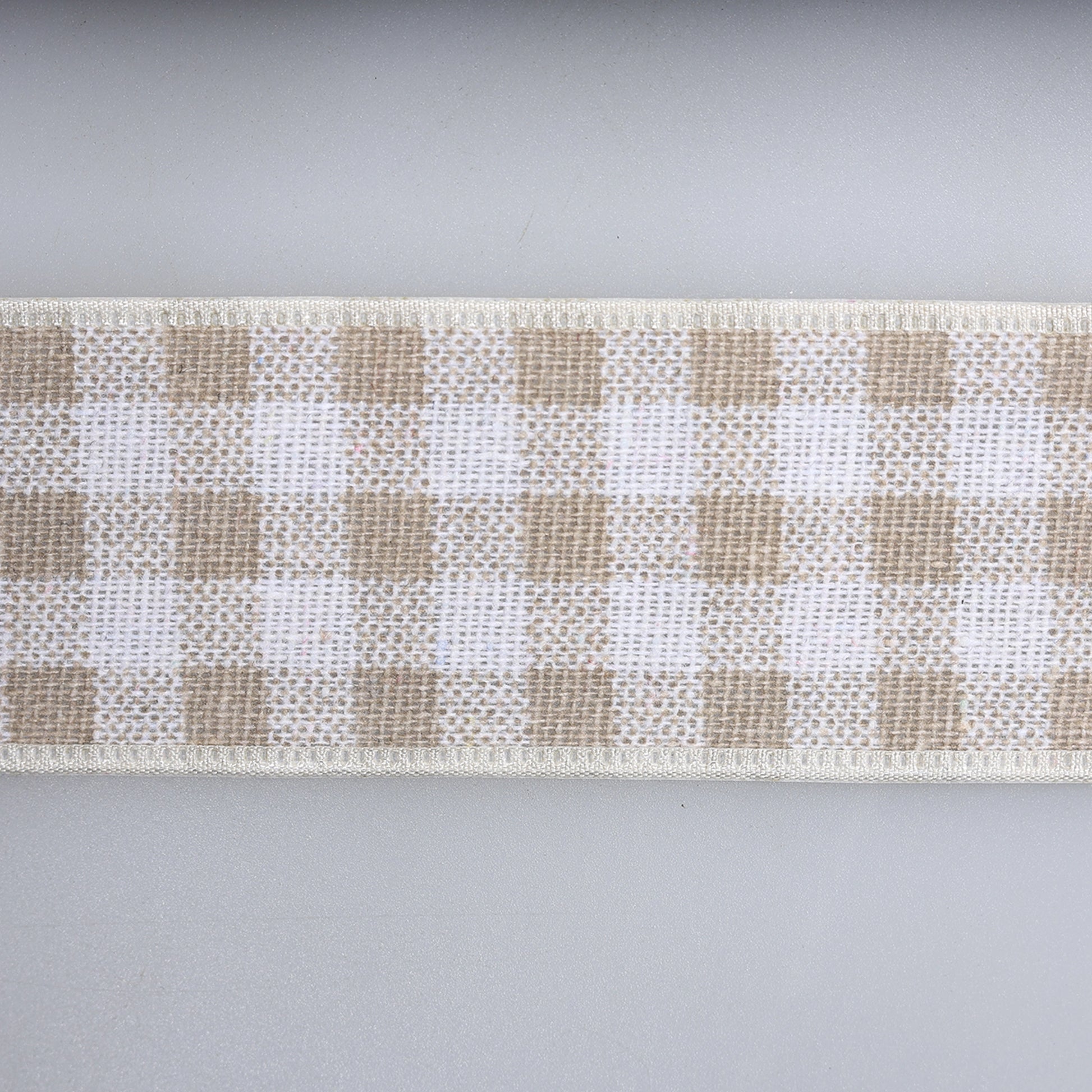 Bandă carouri gingham 4 cm bej detaliu