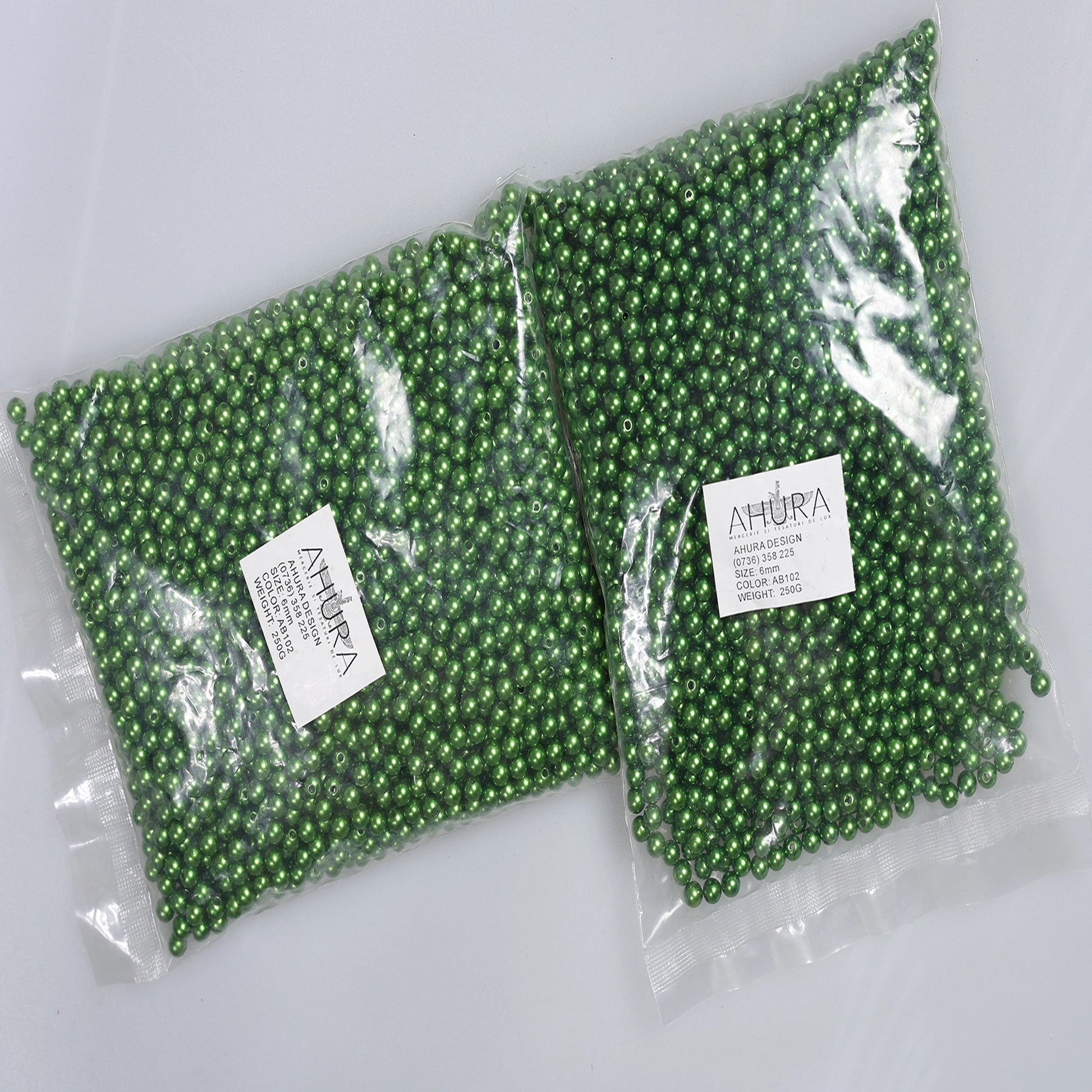 Perle de cusut 6 mm verde kaki pachet 250 g - Ahura