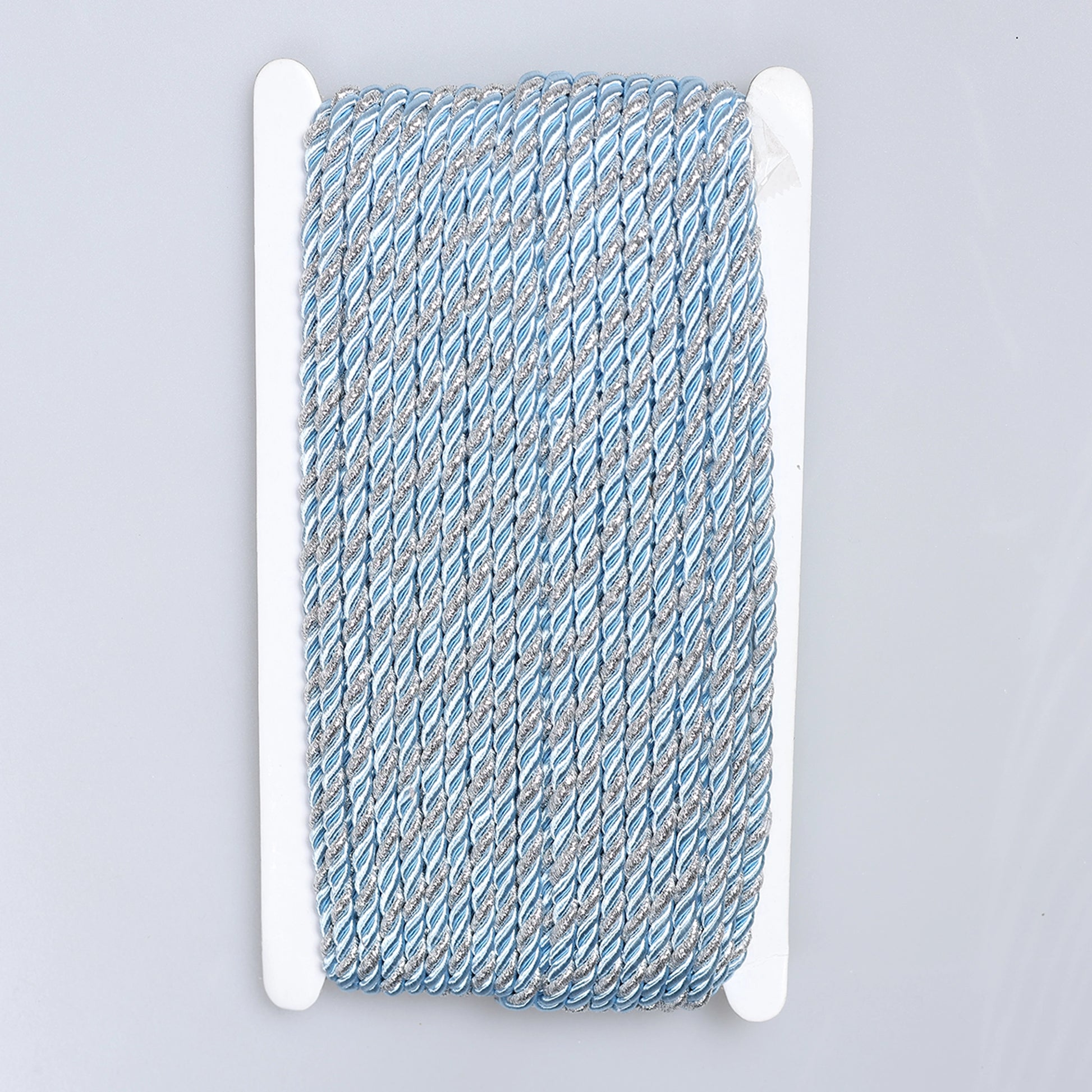 Șnur răsucit poliester 0,5 cm melanj alb-bleu