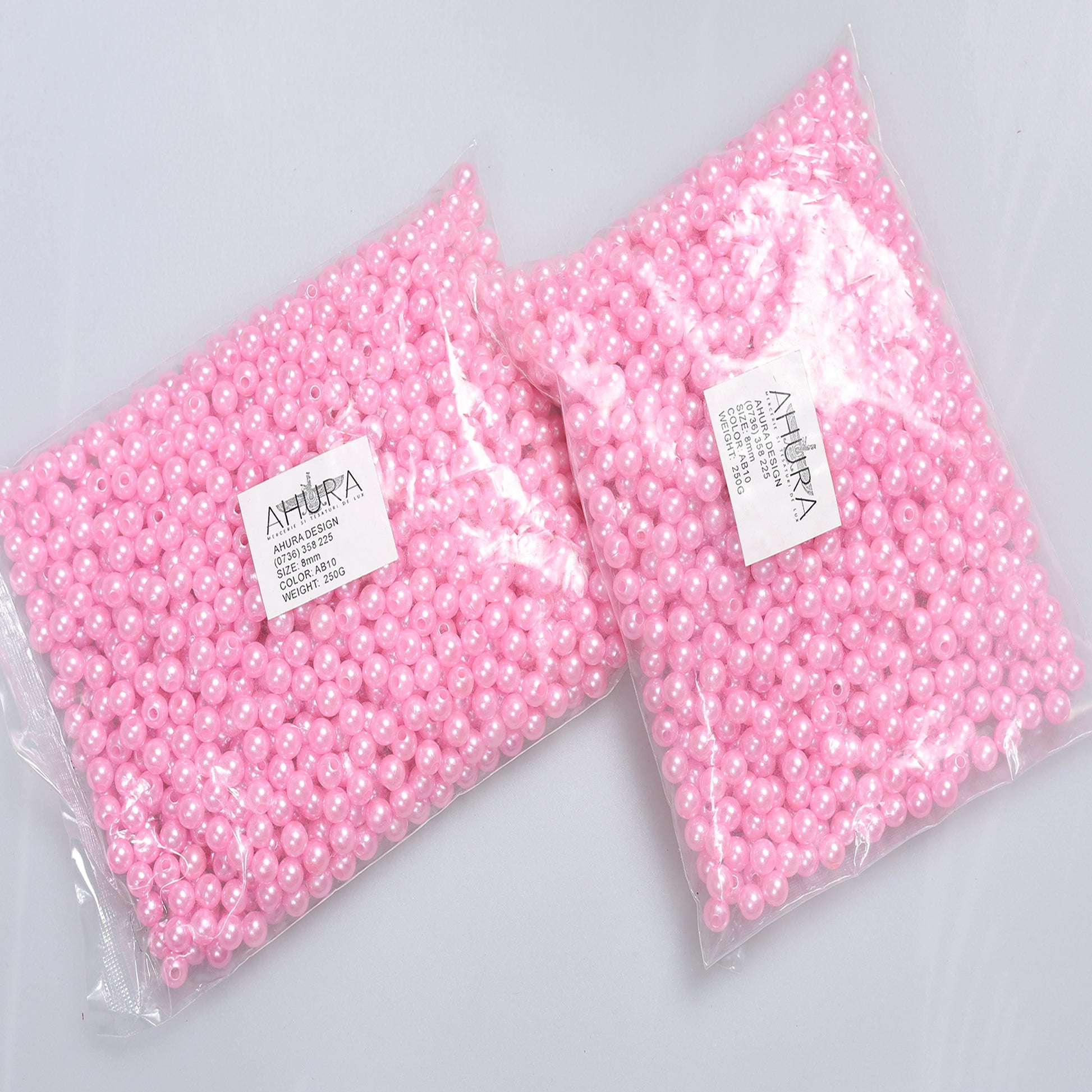 Perle de cusut 8 mm roz pachet 250 g - Ahura