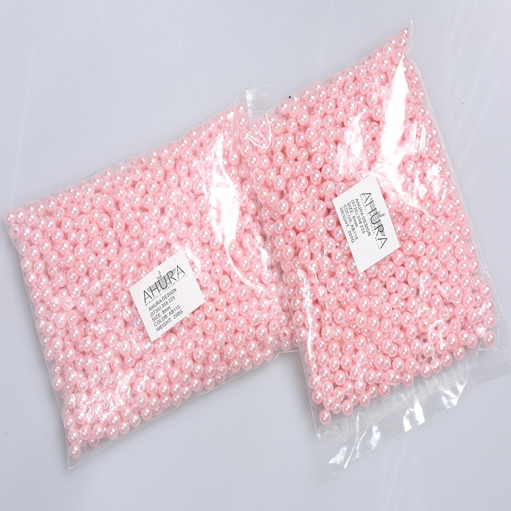 Perle de cusut 8 mm roz pudră pachet 250 g - Ahura