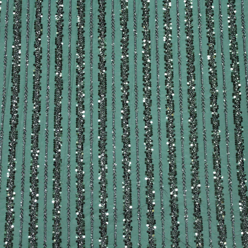 Broderie tip dantela cu margele si paiete A72 - Verde