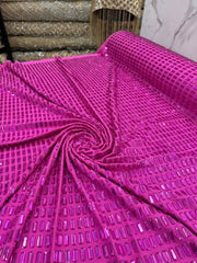 Lycra Accesorizata cu Cristale Dreptunghiulare - Magenta Intens