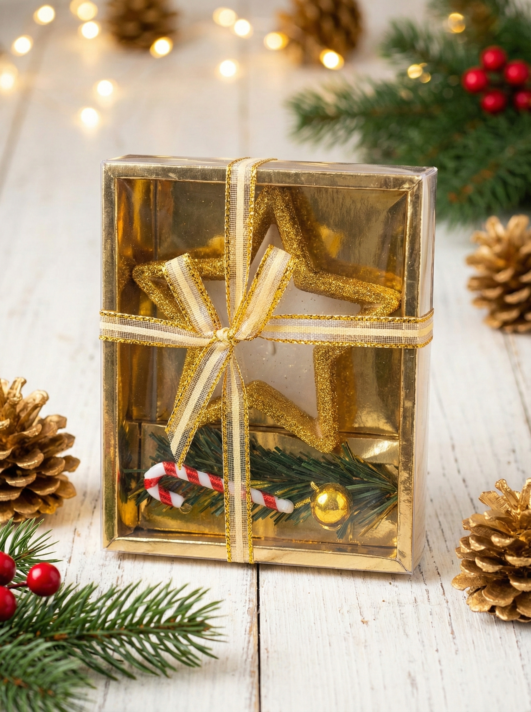 Set Cadou Lumânare Stea cu Miniaturi Festive