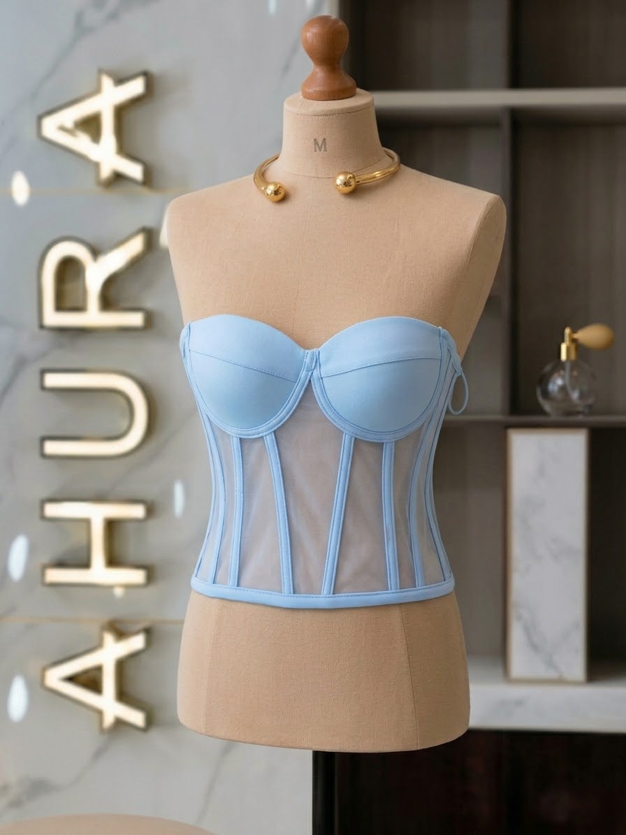 Corset Modelator Cupe Apropiate - Bleu