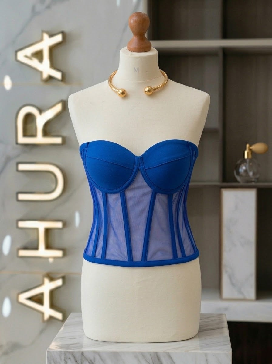 Corset Modelator Cupe Apropiate - Albastru Royal