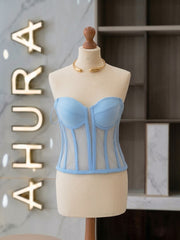 Corset Bustieră Cupe Structurate - Bleu