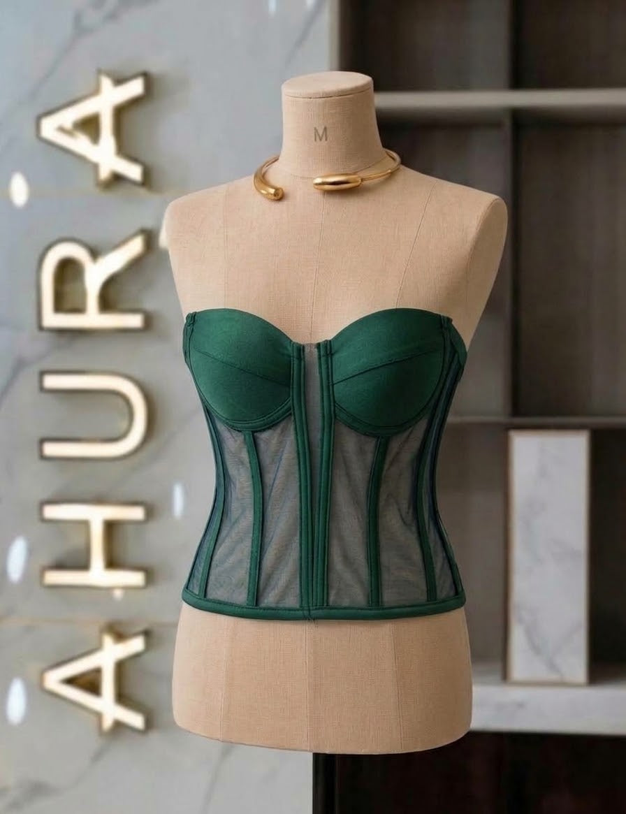 Corset Bustieră Cupe Structurate - Verde