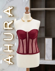 Corset Bustieră Cupe Structurate - Grena Inchis