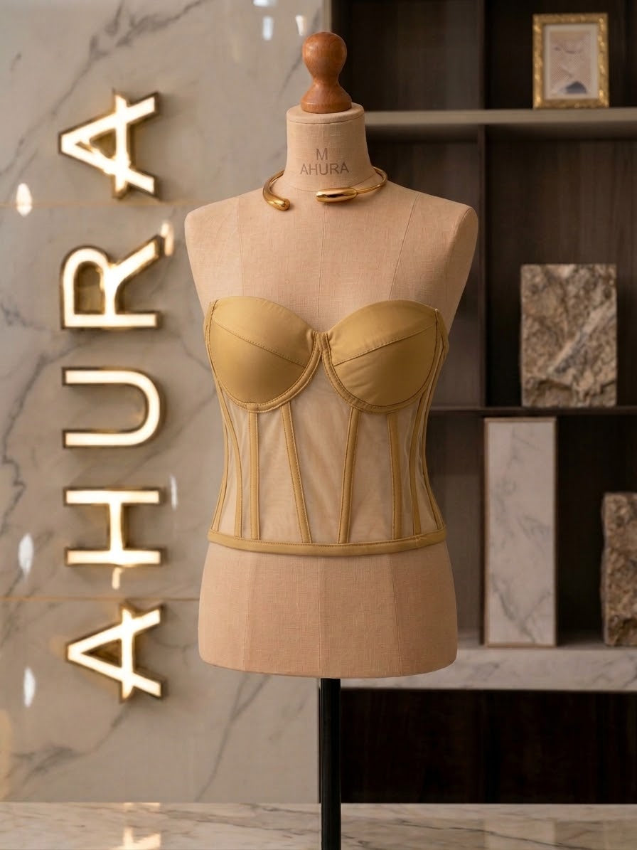 Corset Modelator Cupe Apropiate - Galben Mustar