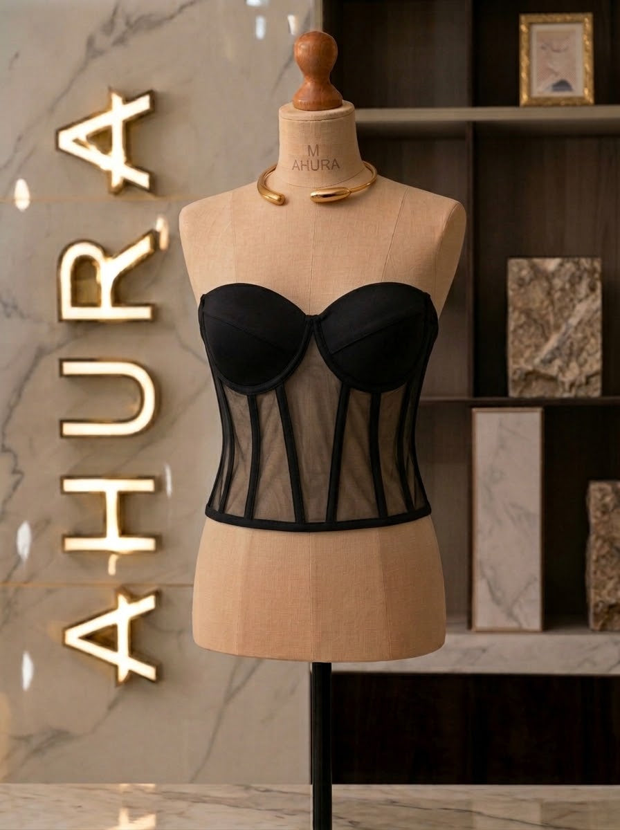 Corset Modelator Cupe Apropiate - Negru