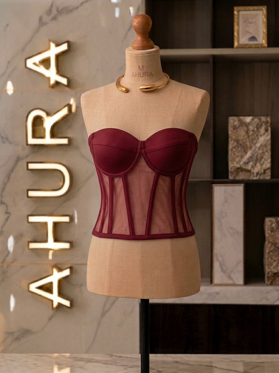 Corset Modelator Cupe Apropiate - Grena Inchis