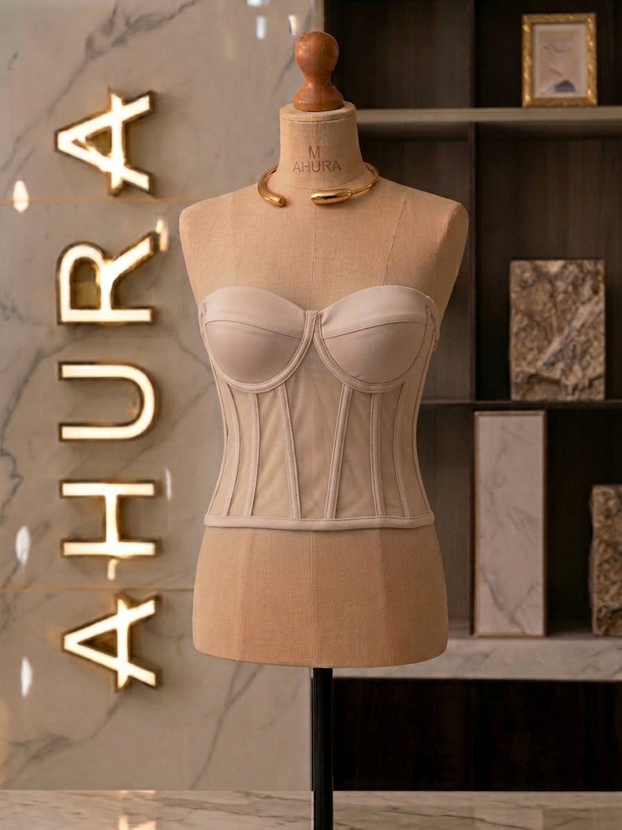 Corset Modelator Cupe Apropiate - Bej Deschis