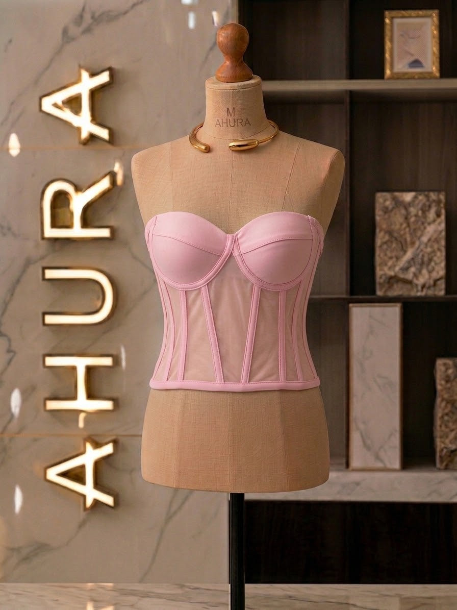 Corset Modelator Cupe Apropiate - Baby Pink