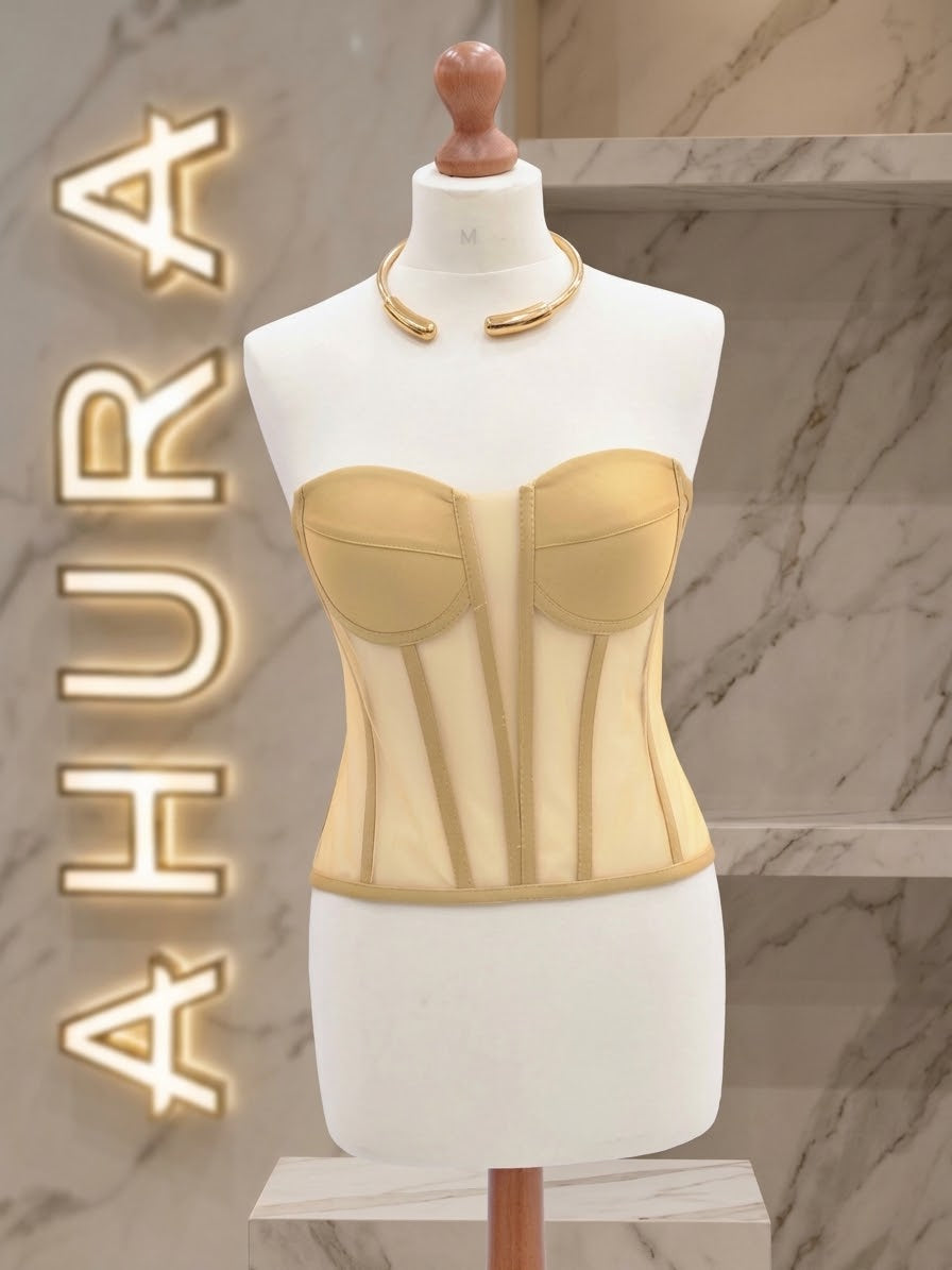 Corset Bustieră Cupe Structurate - Mustar
