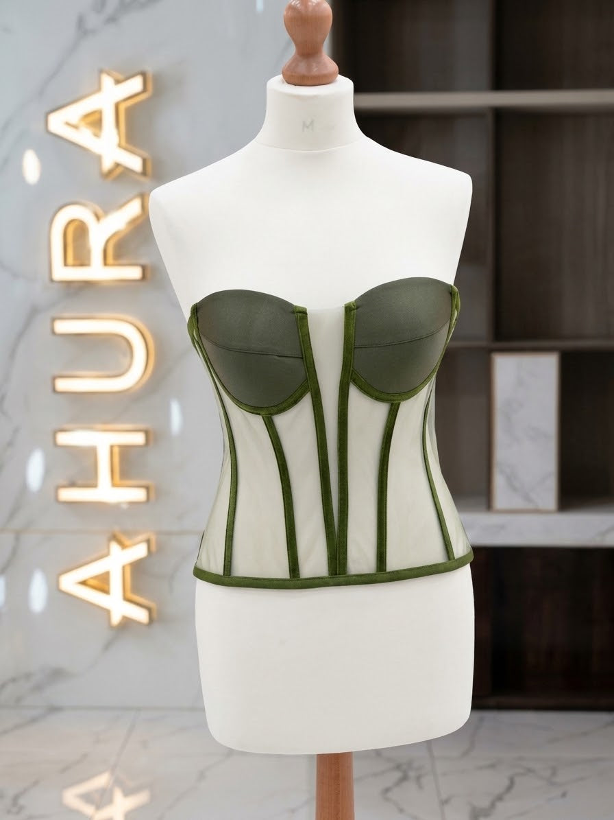 Corset Bustieră Cupe Structurate - Kaki
