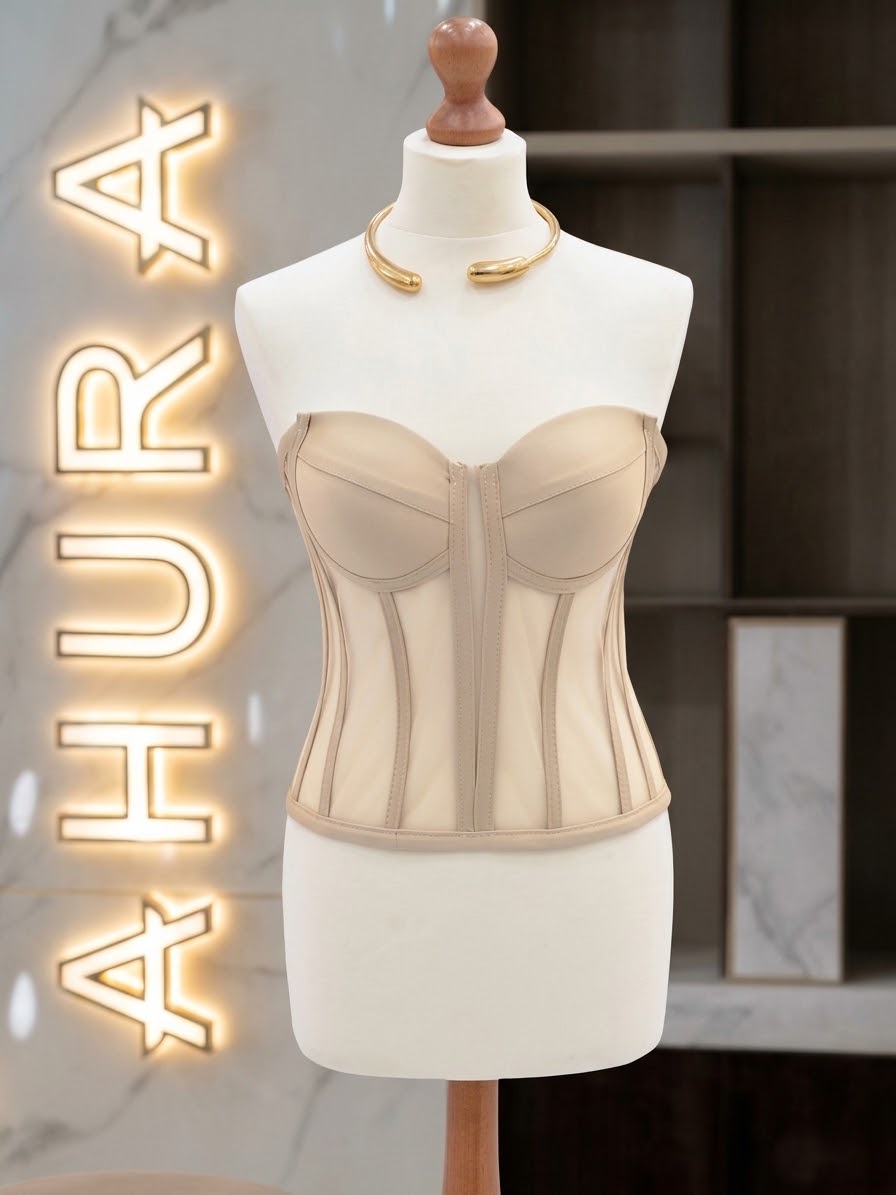 Corset Bustieră Cupe Structurate - Bej Deschis