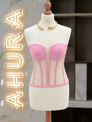 Corset Bustieră Cupe Structurate - Roz Bombon