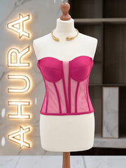 Corset Bustieră Cupe Structurate - Fucsia