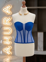 Corset Bustieră Cupe Structurate - Albastru Royal
