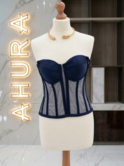Corset Bustieră Cupe Structurate - Bleumarin