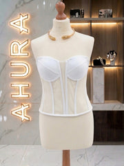 Corset Bustieră Cupe Structurate - Alb