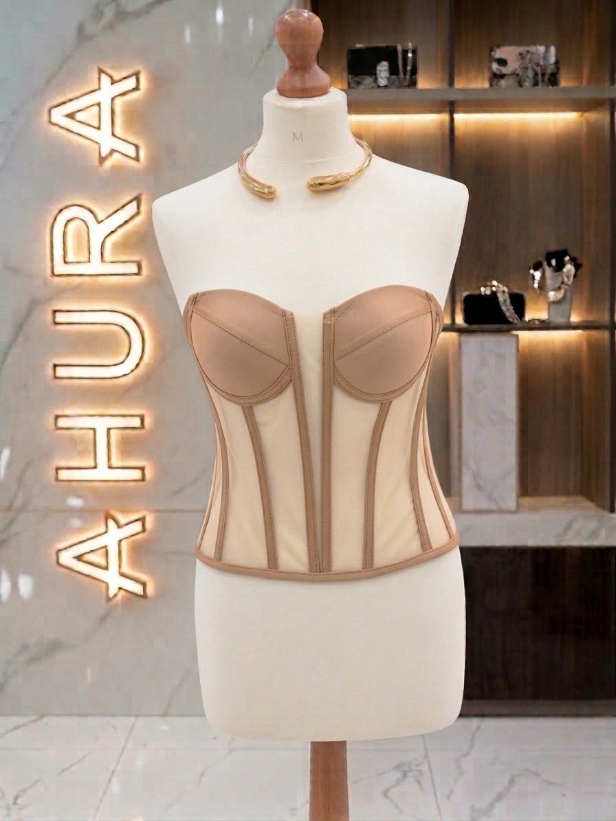 Corset Bustieră Cupe Structurate - Bej Caramel