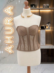 Corset Bustieră Cupe Structurate - Maro