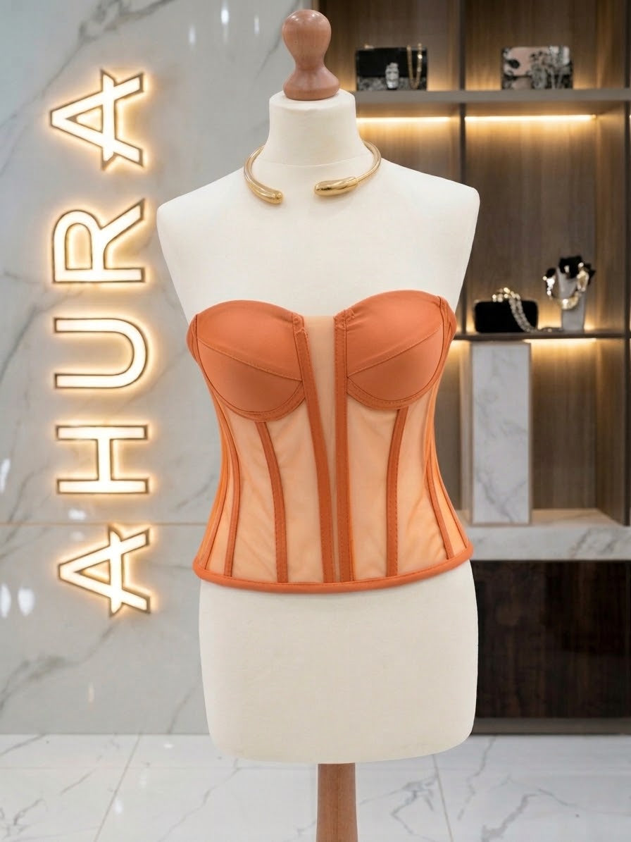Corset Bustieră Cupe Structurate - Portocaliu