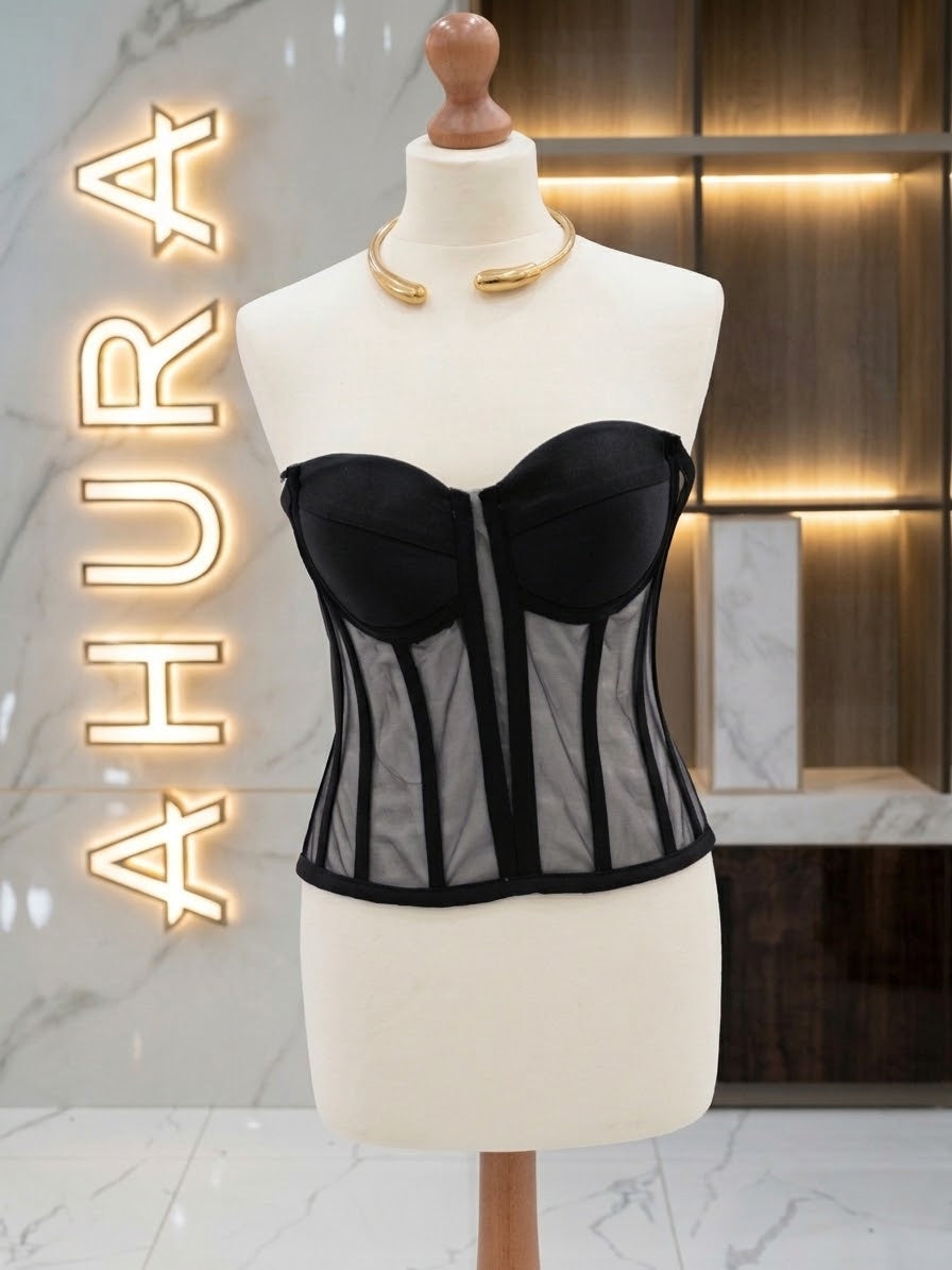 Corset Bustieră Cupe Structurate - Negru